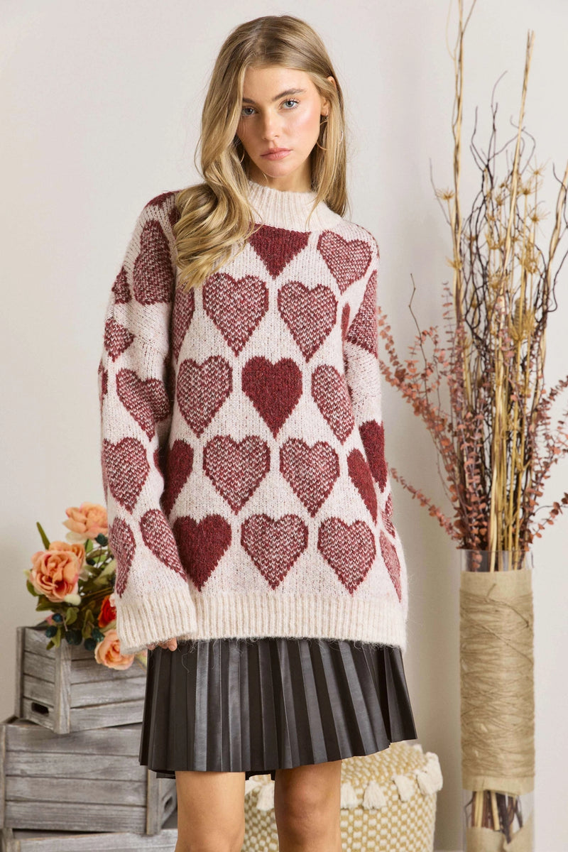CAN T BUY ME LOVE HEART KNIT SWEATER