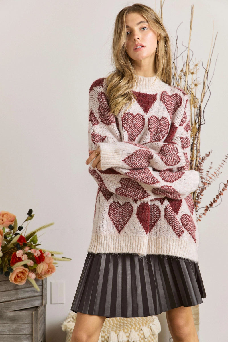 CAN T BUY ME LOVE HEART KNIT SWEATER