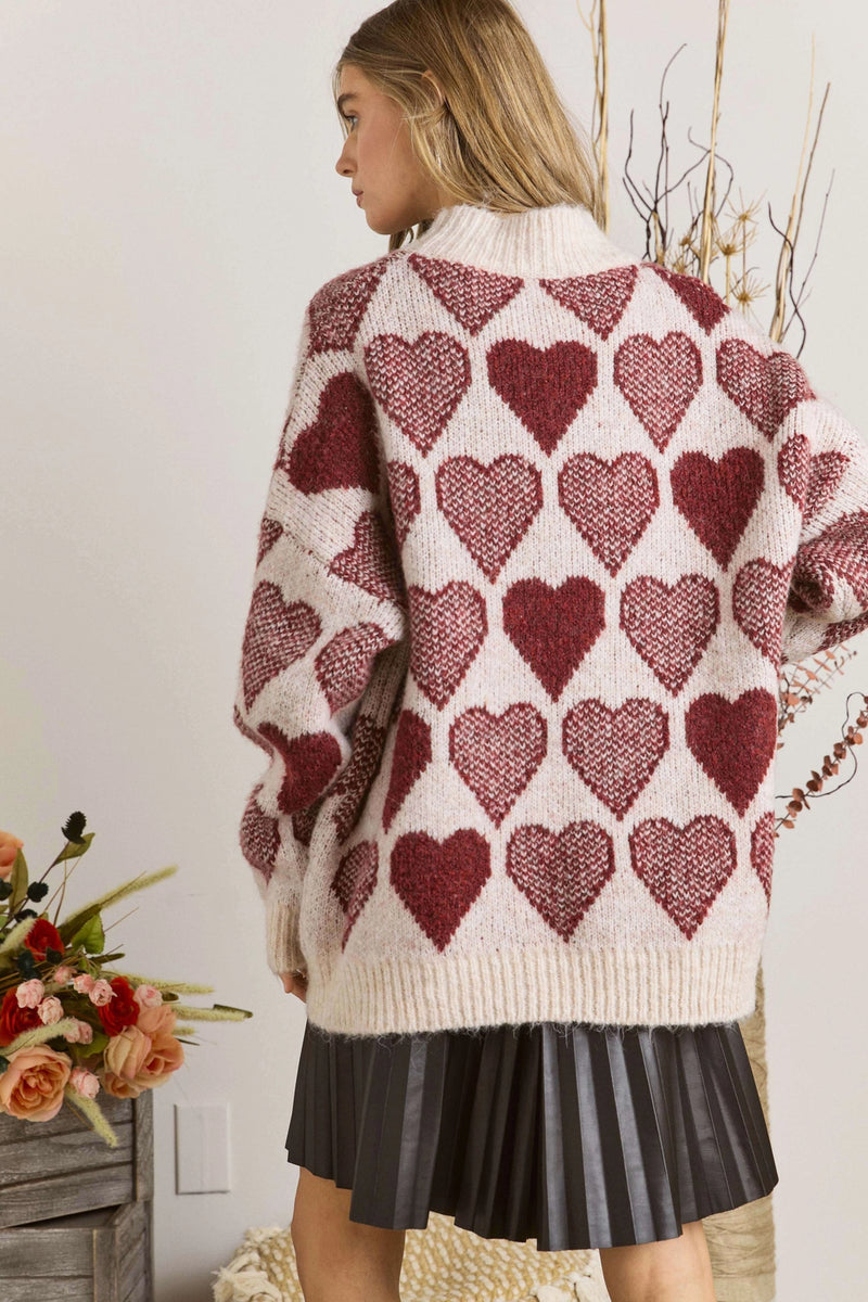CAN T BUY ME LOVE HEART KNIT SWEATER