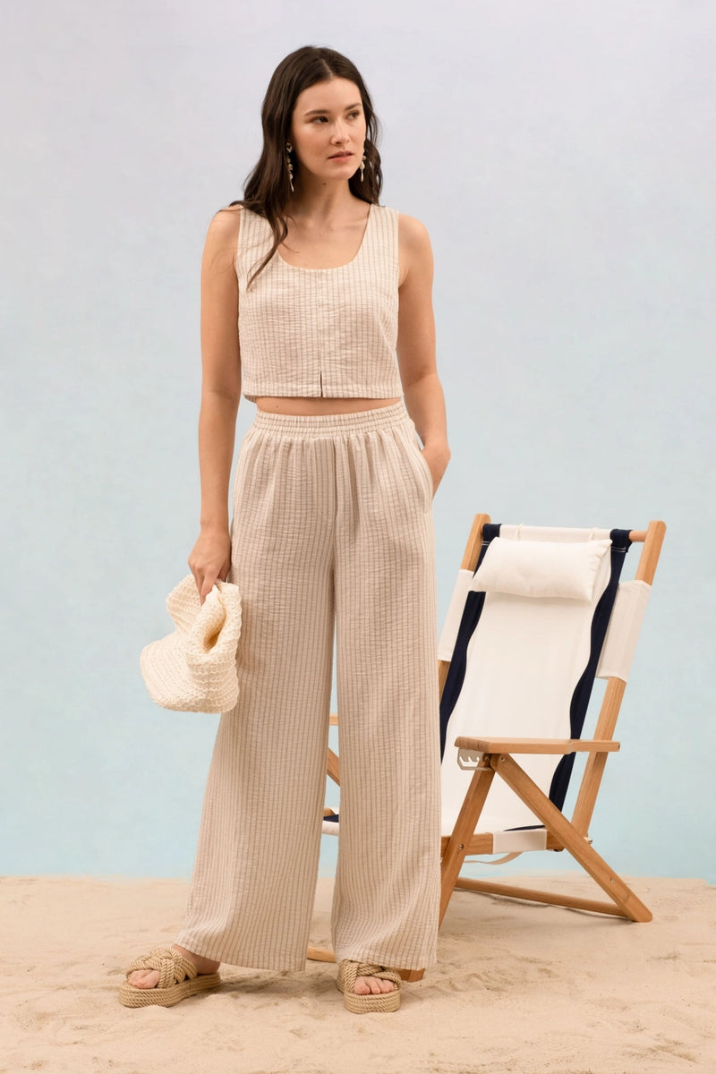 GOOD FEELS STRIPE SLEEVELESS CROP TOP