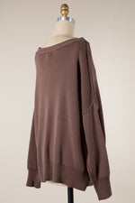 ALL SEASONS RIBBED KNIT PULLOVER - BROWN