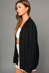 ALL OR NOTHING COLLARED KNIT CARDIGAN - BLACK