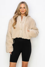 UPTOWN GIRL CROPPED SHERPA JACKET - IVORY