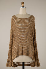 SOUTH BEACH CROCHET COVER UP TOP - TAUPE