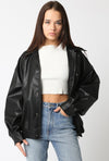 DOWNTOWN FAUX LEATHER BOMBER JACKET