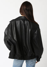 DOWNTOWN FAUX LEATHER BOMBER JACKET
