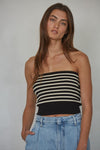 RUNNING LATE STRIPED KNIT TUBE TOP
