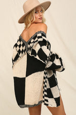 EMPIRE CHECKERED CARDIGAN - BLACK