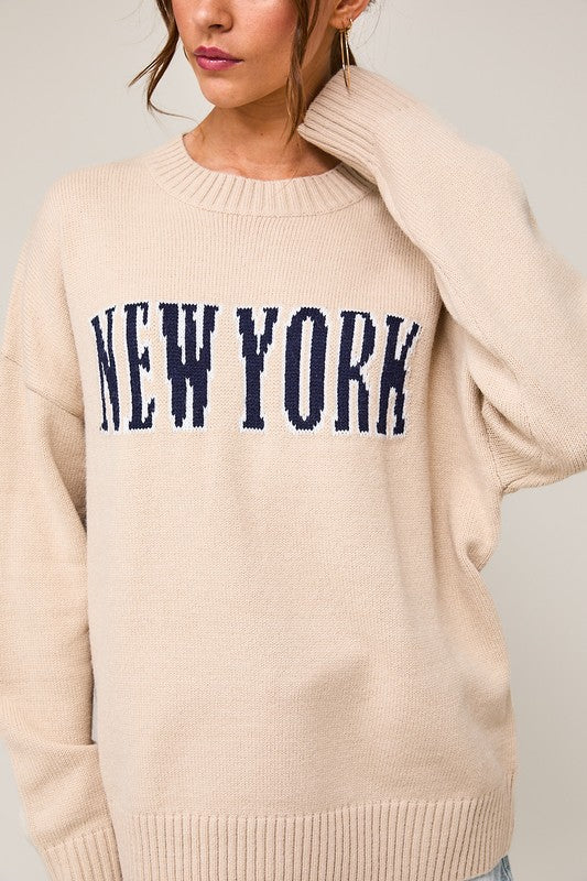 NEW YORK GRAPHIC KNIT SWEATER