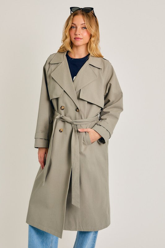 CITY GIRL TRENCH COAT - OLIVE