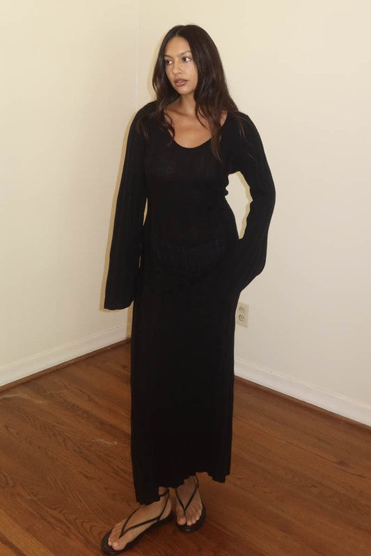 CHELSEA BELL SLEEVE KNIT DRESS