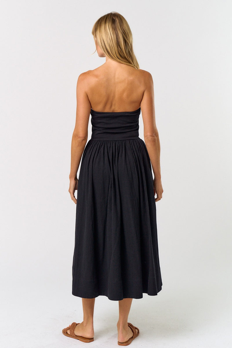 TAKING SIDES POCKETED STRAPLESS MAXI DRESS