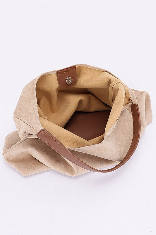 CAMPUS FAUX SUEDE 2-IN-1 SHOULDER BAG