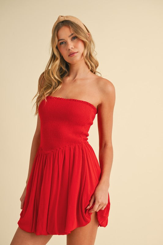 BIG ENERGRY BUBBLE HEM MINI DRESS