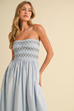 BY THE SEA STRAPLESS MIDI DRESS