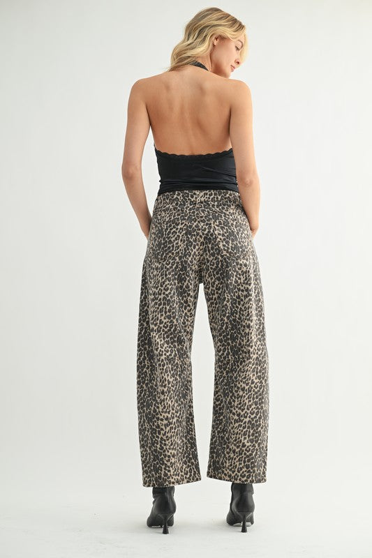 BRYANT LEOPARD BARREL JEANS