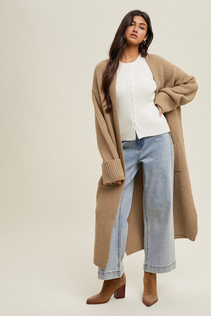 SNUGGLE UP LONG RIBBED CARDIGAN