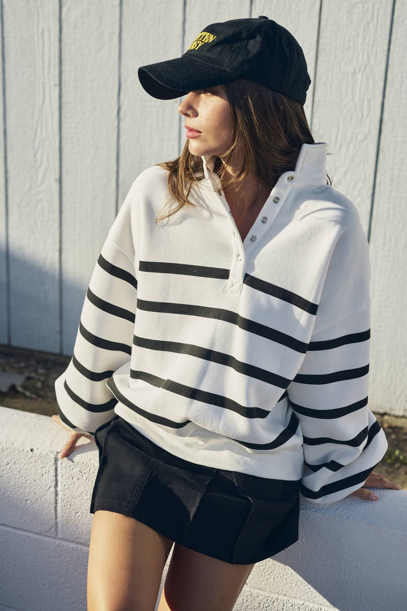 NOMAD SNAP BUTTON COLLARED PULLOVER