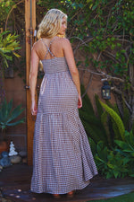 STARSTRUCK CHECKERED MAXI DRESS - BROWN/WHITE