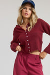SET THE VIBES LIGHTWEIGHT CARDIGAN - BURGUNDY