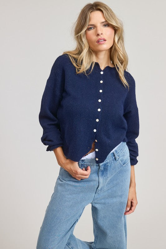 SET THE VIBES LIGHTWEIGHT CARDIGAN - NAVY