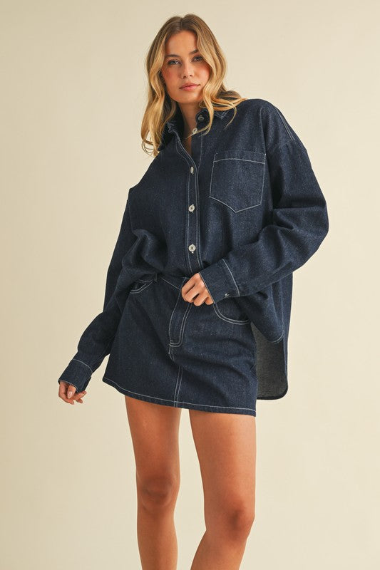 CLEAN SLATE DENIM MINI SKIRT