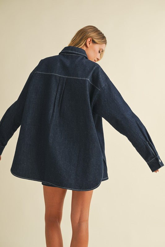 CLEAN SLATE OVERSIZED DENIM SHACKET