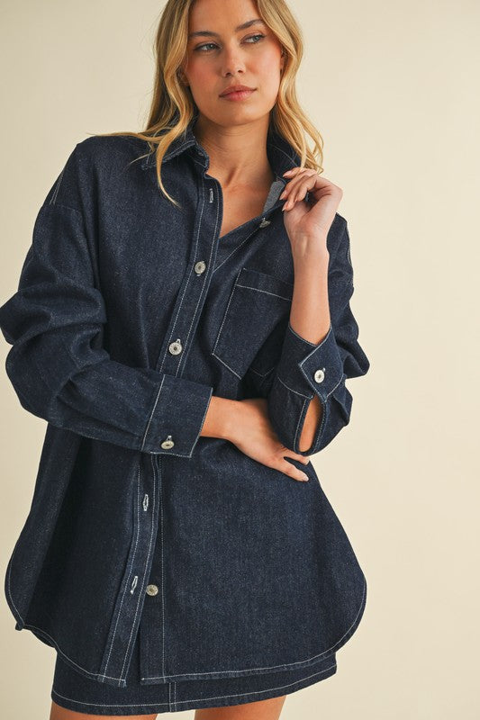 CLEAN SLATE OVERSIZED DENIM SHACKET