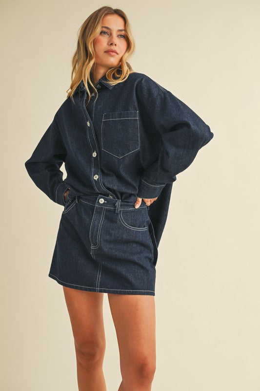 CLEAN SLATE DENIM MINI SKIRT