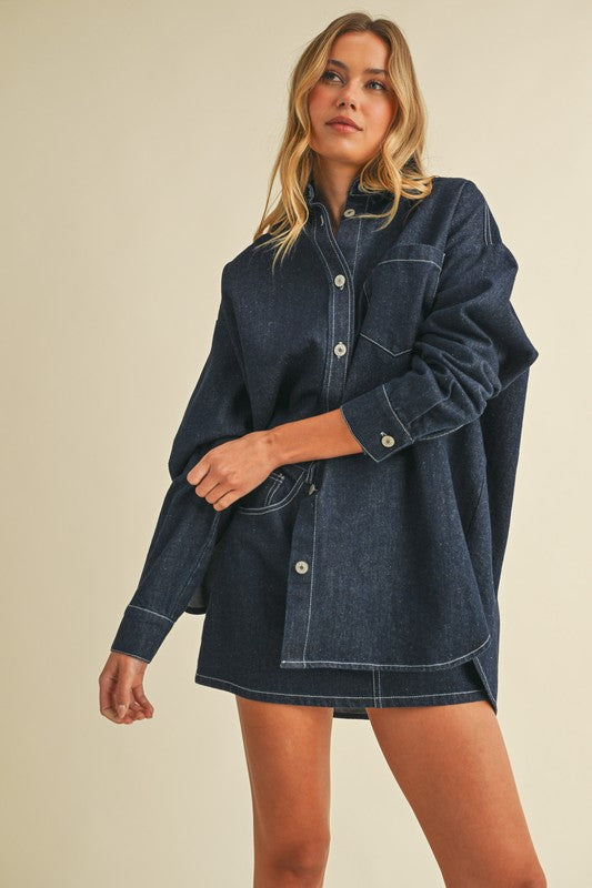 CLEAN SLATE OVERSIZED DENIM SHACKET