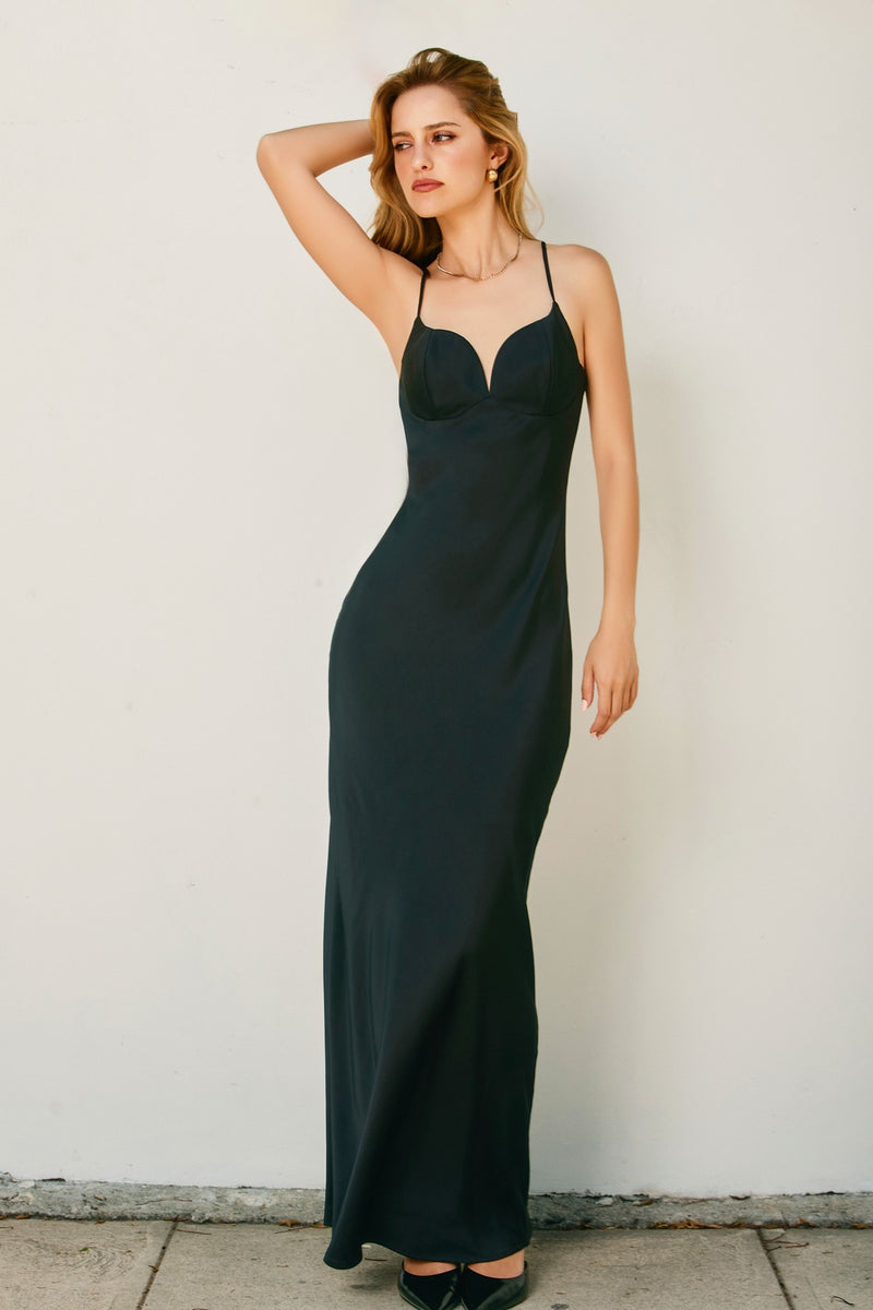 GOING OUT SATIN MAXI DRESS