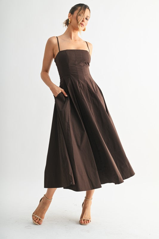 MONROE FIT AND FLARE MIDI DRESS