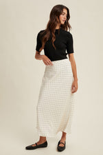 NINA POLKA DOT SATIN MIDI SKIRT