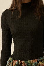 ISABELLA KNIT FLORAL TAPESTRY MINI DRESS