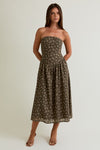 GARDEN PARTY STRAPLESS FLORAL MIDI DRESS