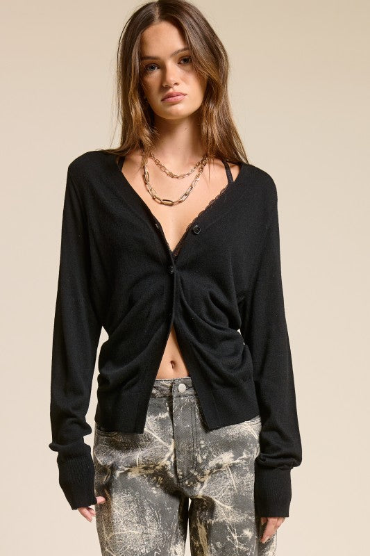 SO MANY LIKES SPLIT HEM KNIT CARDIGAN