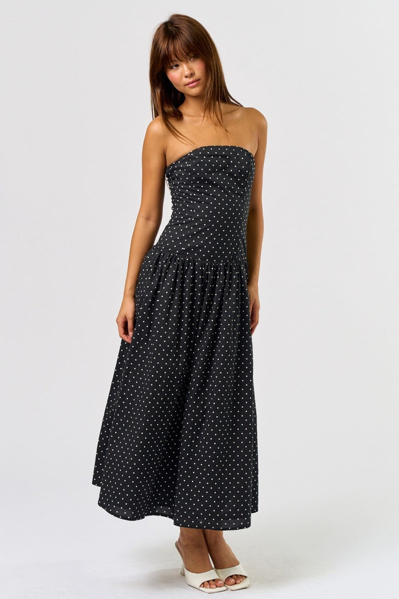 PRESLEY POLKA DOT TUBE MAXI DRESS