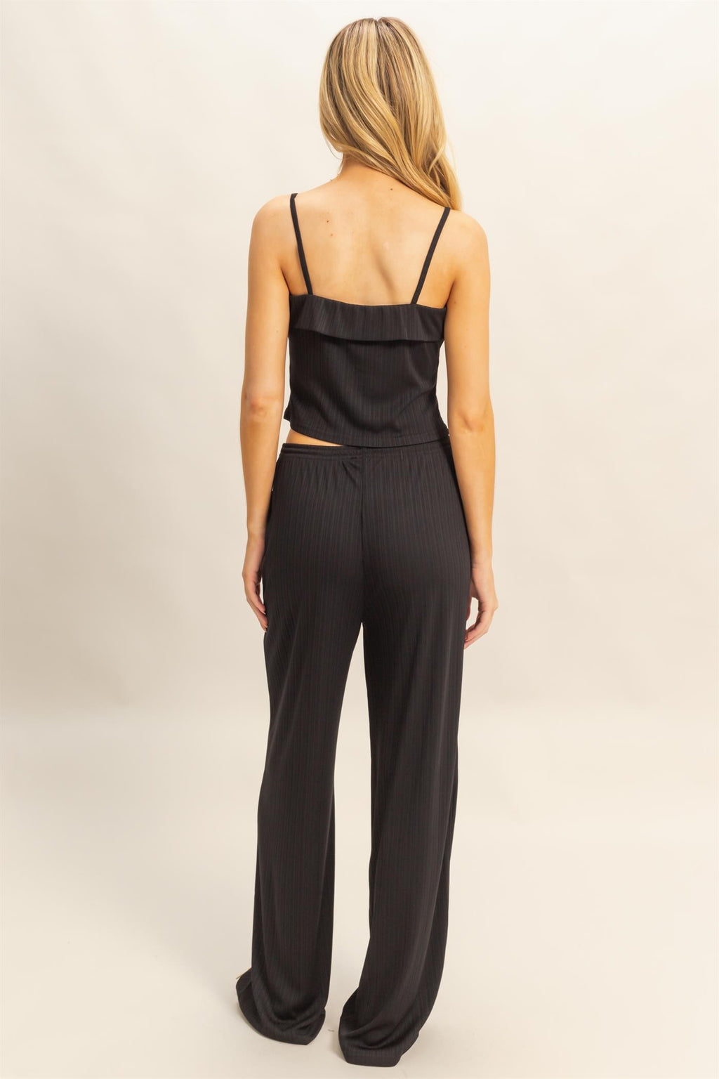 STREET STYLE RIBBED CAMI AND PANTS SET