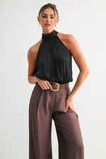 MEANT TO BE MOCK NECK SATIN TOP