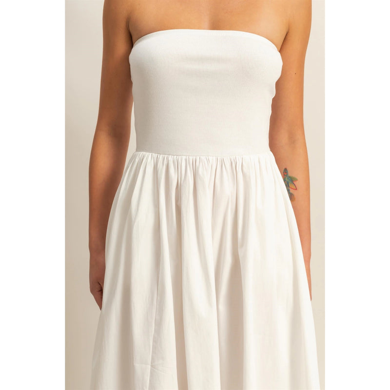 SERAFINA STRAPLESS MIDI DRESS