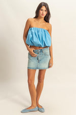MY TIME BUBBLE HEM TOP - BLUE