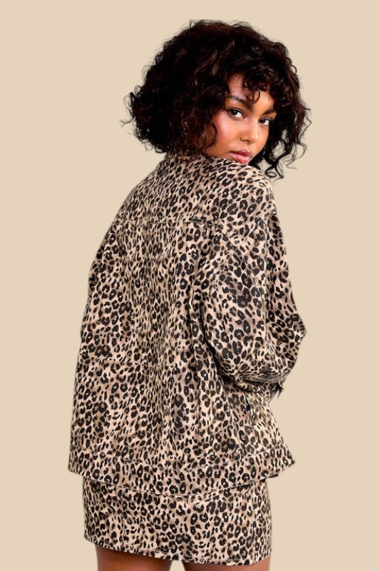 FREE SPIRIT LEOPARD PRINT TRUCKER JACKET