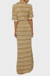 CATCH FEELINGS CROCHET KNIT MAXI DRESS - BEIGE/WHITE