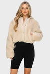 UPTOWN GIRL CROPPED SHERPA JACKET - IVORY