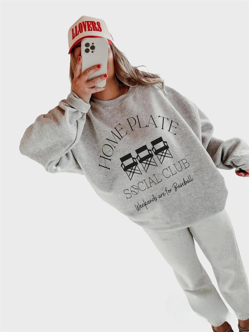 WEEKENDS ARE FOR BASEBALL GRAPHIC SWEATSHIRT - ASH GREY