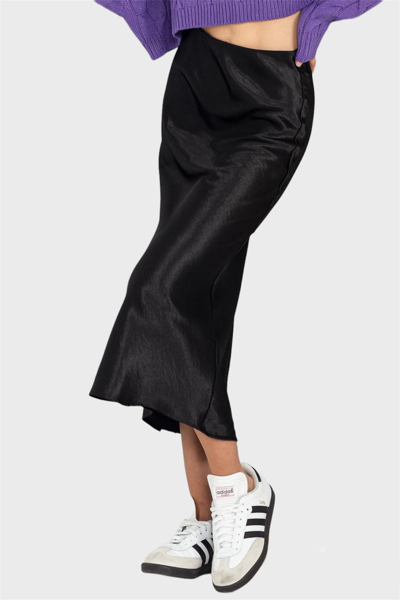IN THE MOMENT SATIN MIDI SKIRT - FINAL SALE