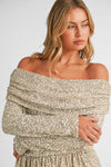 SHE'S A GEM OFF THE SHOULDER SEQUIN TOP - FINAL SALE