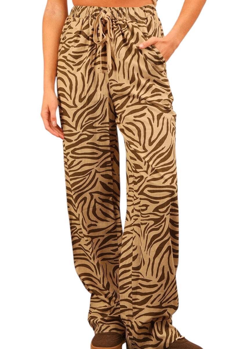 IN THE WILD ANIMAL PRINT LINEN PANTS