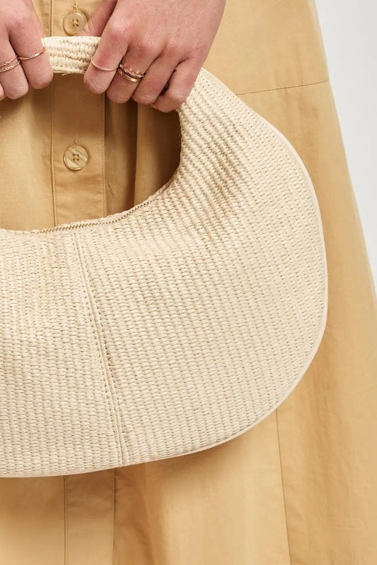 FREDA STRAW SHOULDER BAG - CREAM
