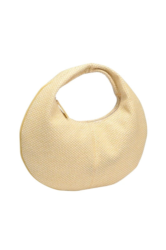 FREDA STRAW SHOULDER BAG - BUTTER YELLOW
